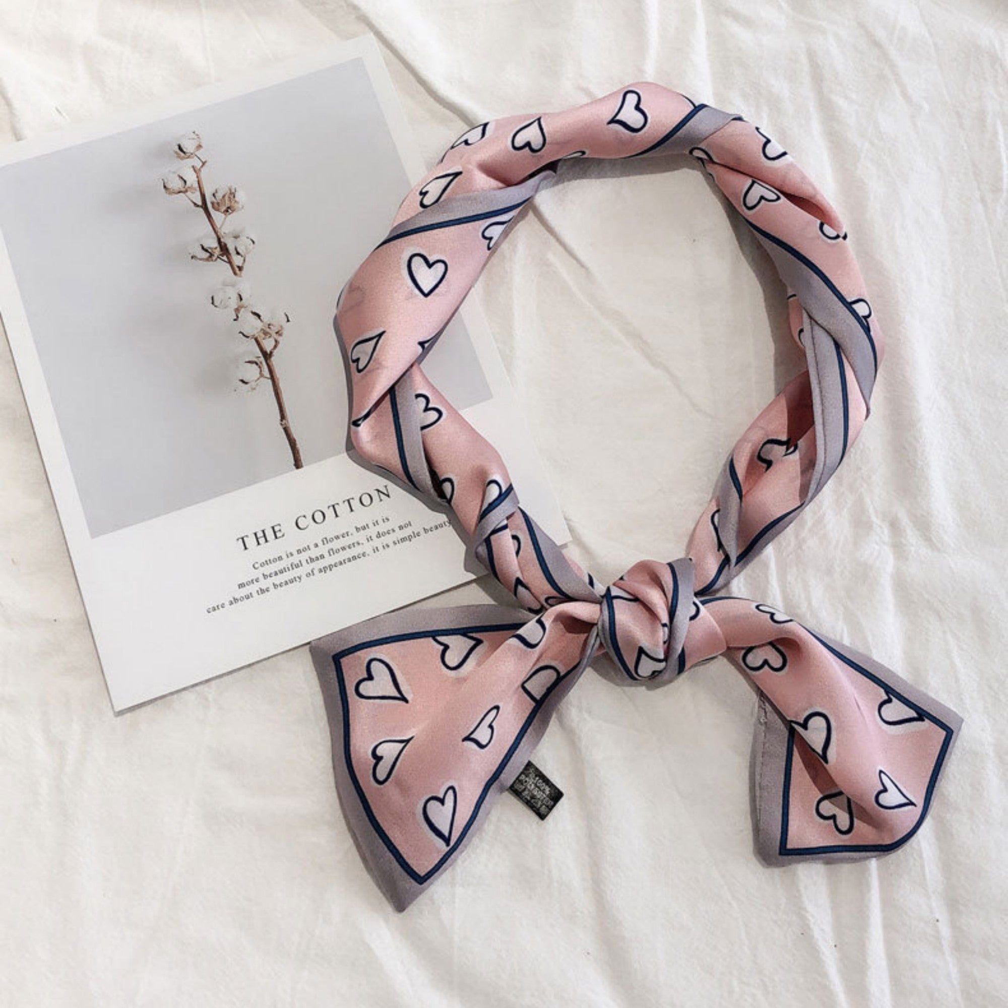 Anna-Kaci Women's 5 Pack Heart Print Satin Scarf Ribbon Slim Lightweight Fabric Neck Hair Bag Accessory 35.5x2.5in