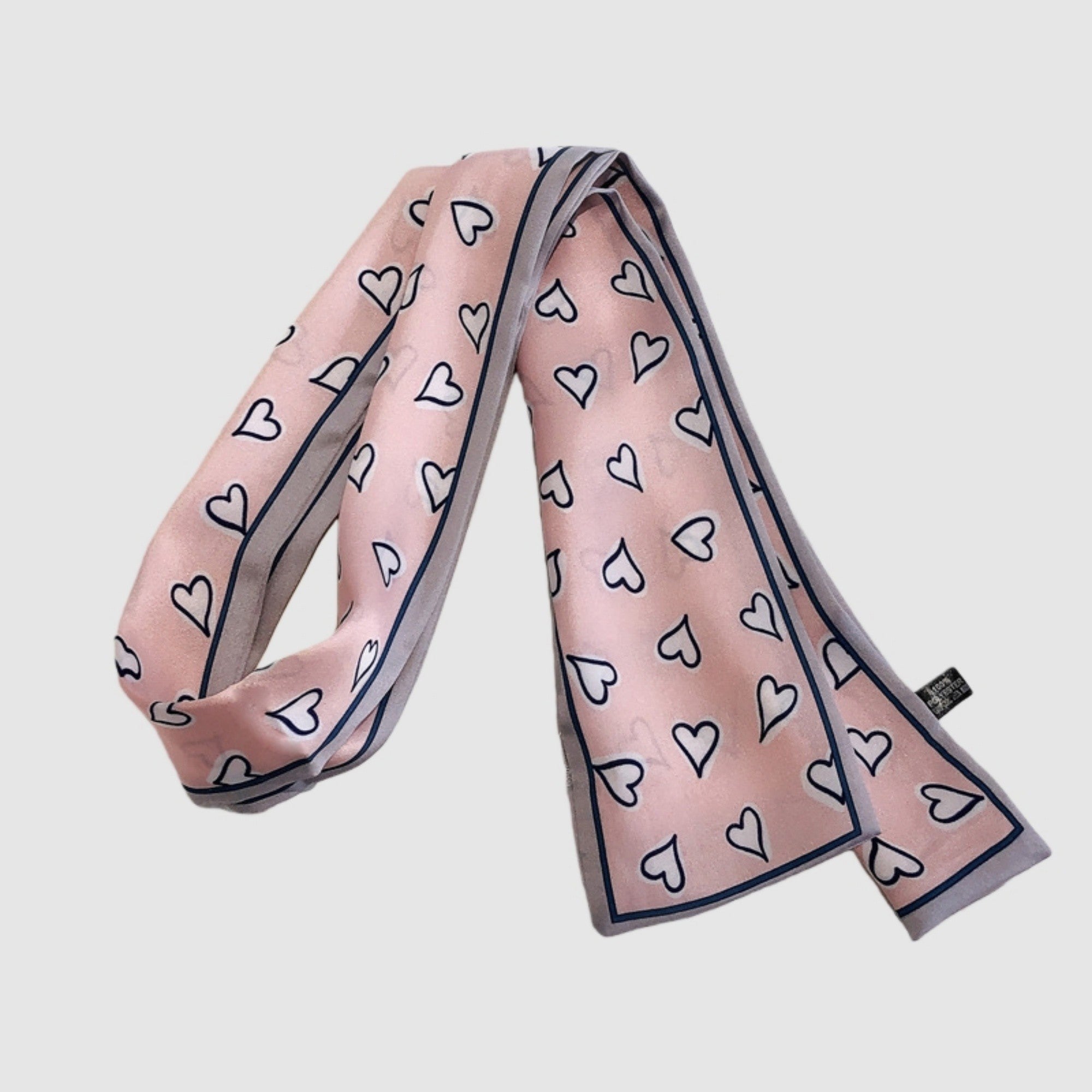 Anna-Kaci Women's 5 Pack Heart Print Satin Scarf Ribbon Slim Lightweight Fabric Neck Hair Bag Accessory 35.5x2.5in