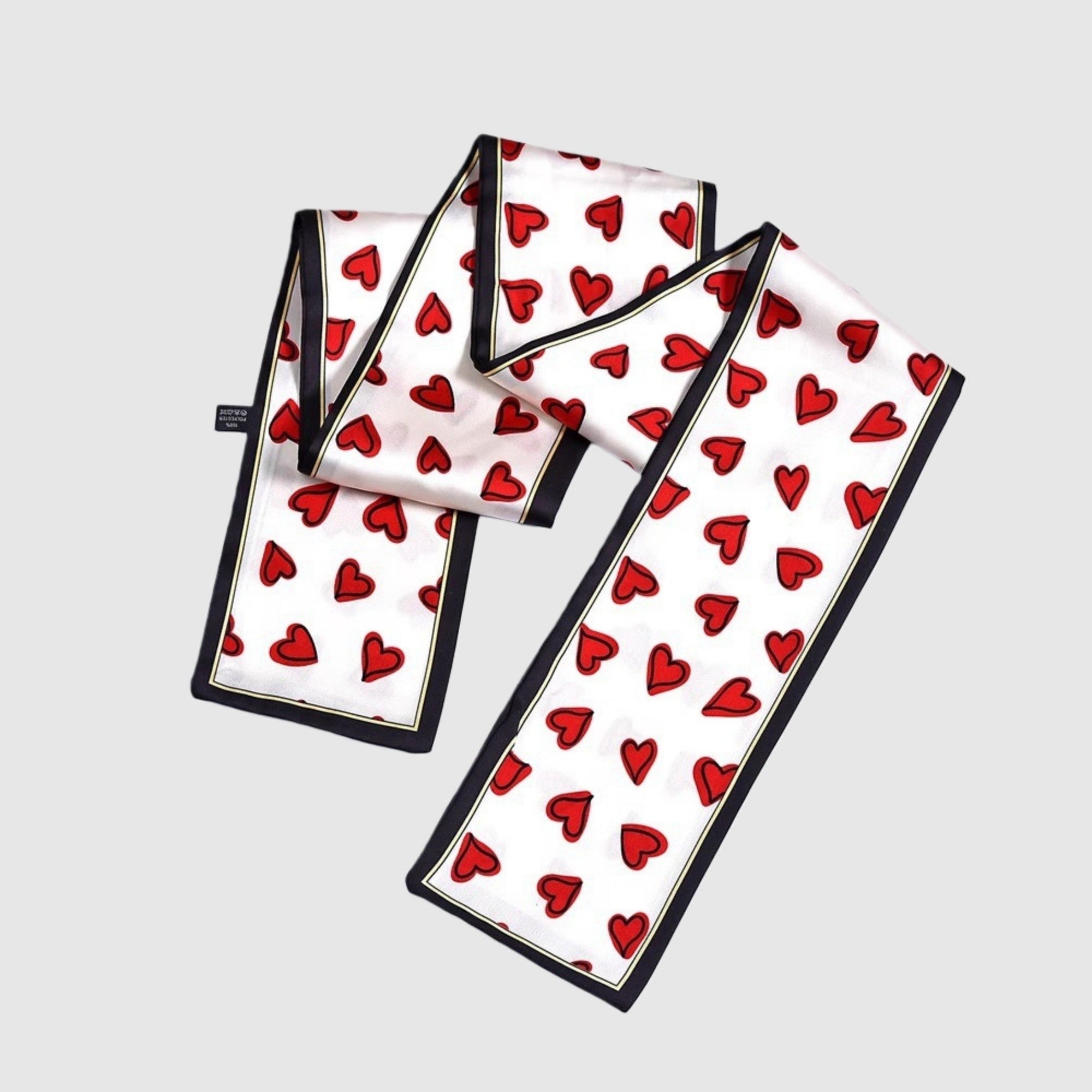 Anna-Kaci Women's 5 Pack Heart Print Satin Scarf Ribbon Slim Lightweight Fabric Neck Hair Bag Accessory 35.5x2.5in