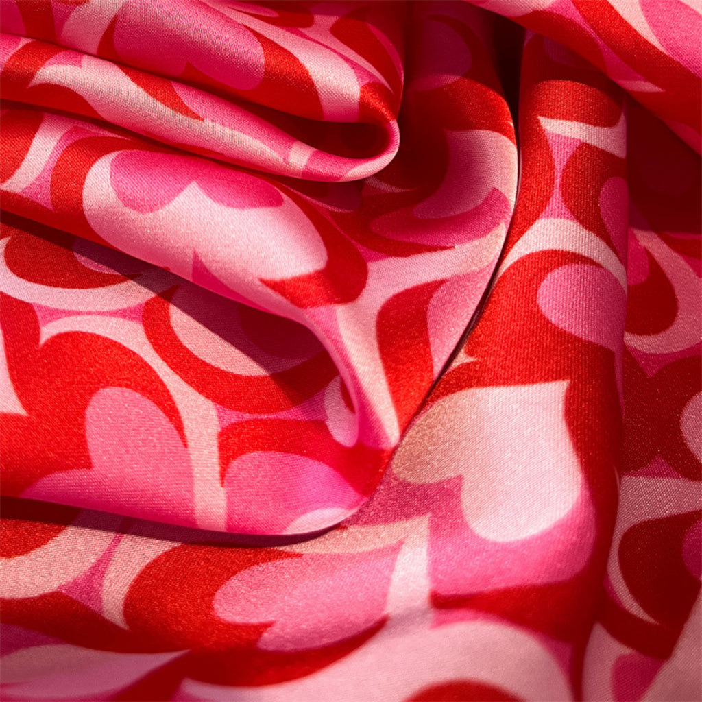 Anna-Kaci Women's Heart Print Square Satin Scarf Smooth Lightweight Fabric Stylish Neck Hair Accessory 27.5x27.5in