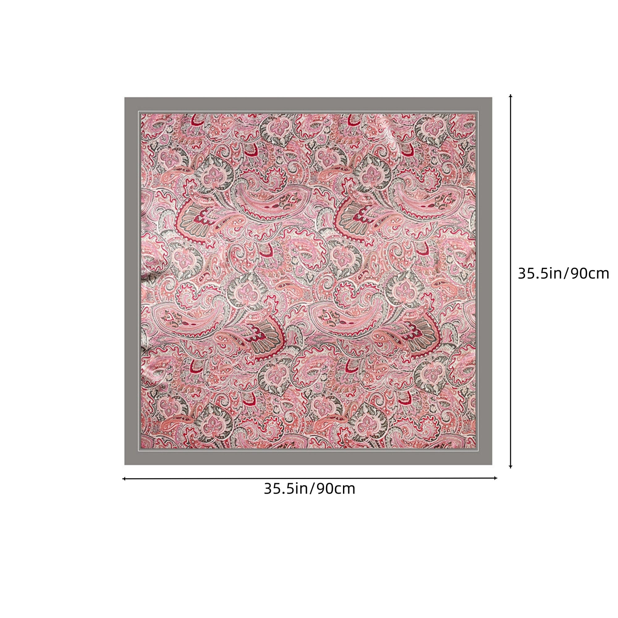 Anna-Kaci Women's Paisley Print Square Satin Scarf Smooth Lightweight Fabric Elegant Neck Hair Accessory 35.5x35.5in
