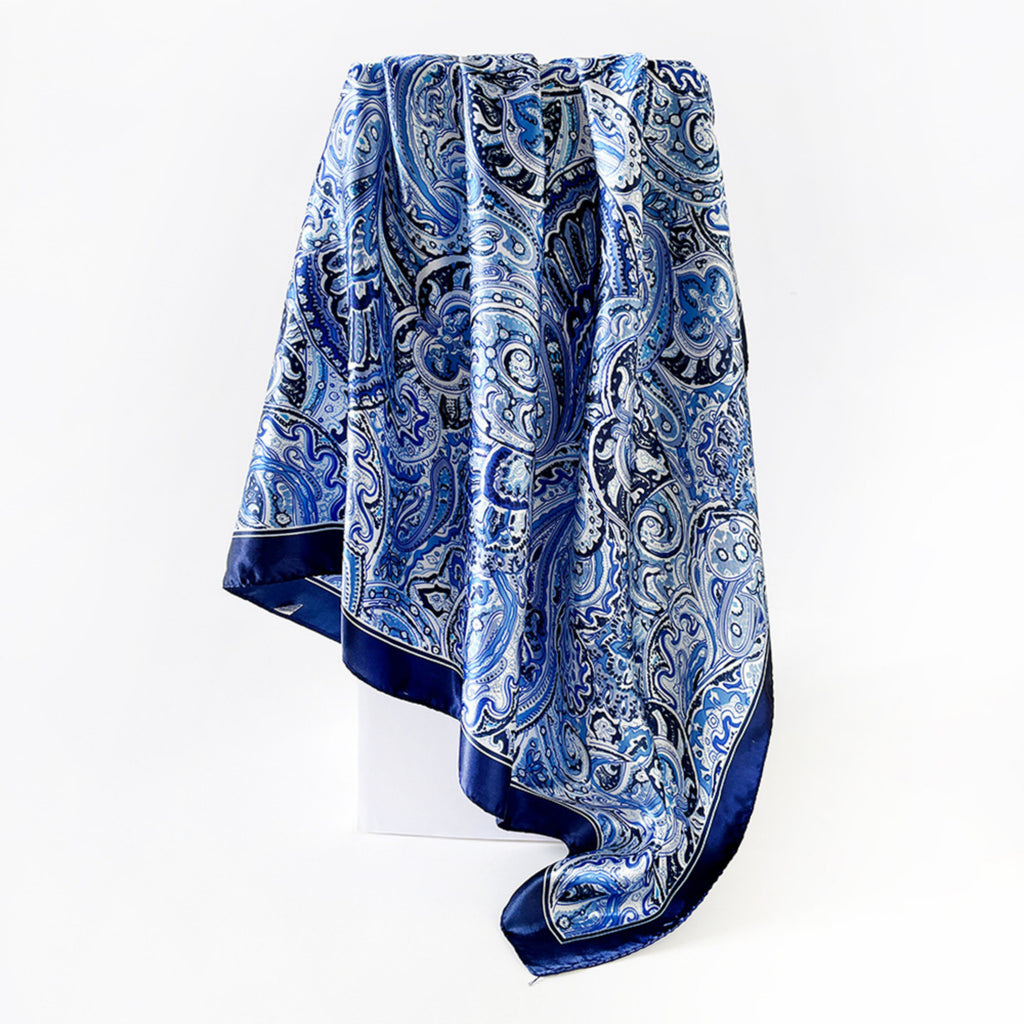Anna-Kaci Women's Paisley Print Square Satin Scarf Smooth Lightweight Fabric Elegant Neck Hair Accessory 35.5x35.5in