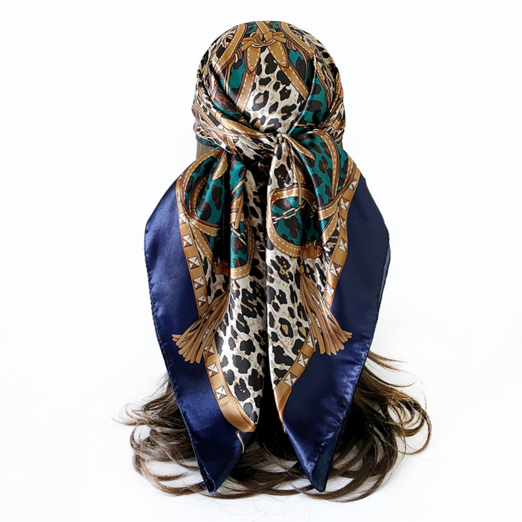 Anna-Kaci Women's Paisley Print Square Satin Scarf Smooth Lightweight Fabric Elegant Neck Hair Accessory 35.5x35.5in