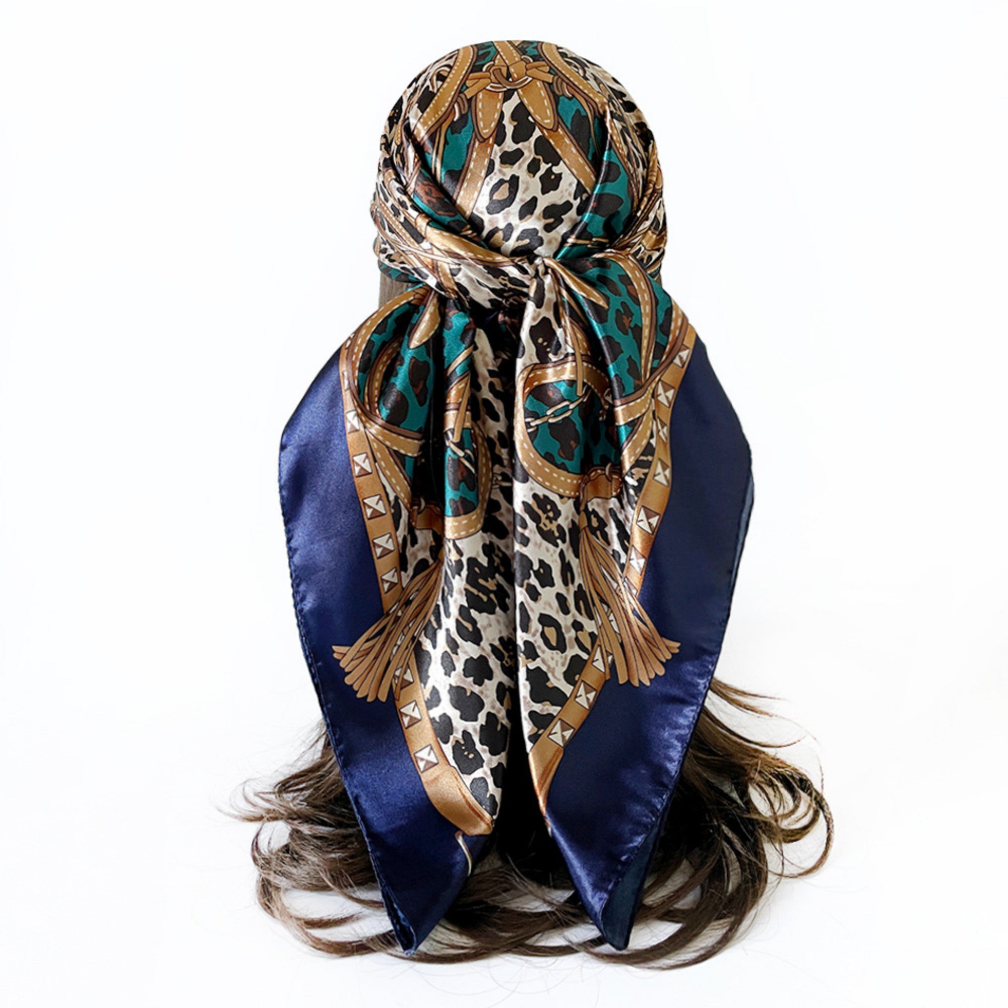 Anna-Kaci Women's Paisley Print Square Satin Scarf Smooth Lightweight Fabric Elegant Neck Hair Accessory 35.5x35.5in