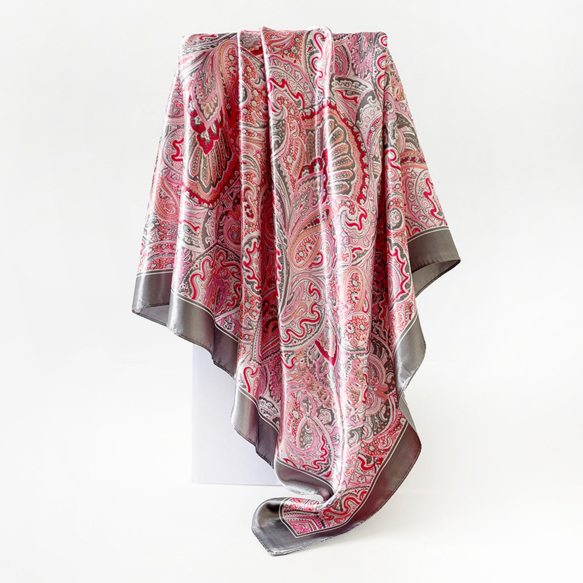 Anna-Kaci Women's Paisley Print Square Satin Scarf Smooth Lightweight Fabric Elegant Neck Hair Accessory 35.5x35.5in