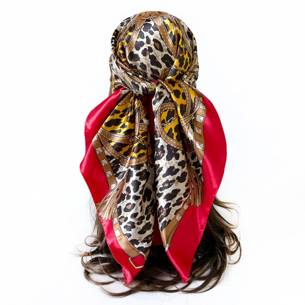 Anna-Kaci Women's Paisley Print Square Satin Scarf Smooth Lightweight Fabric Elegant Neck Hair Accessory 35.5x35.5in