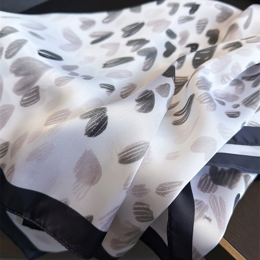 Anna-Kaci Women's Satin Heart Print Square Scarf Lightweight Soft Fashion Accessory 27.5¡Á27.5inches