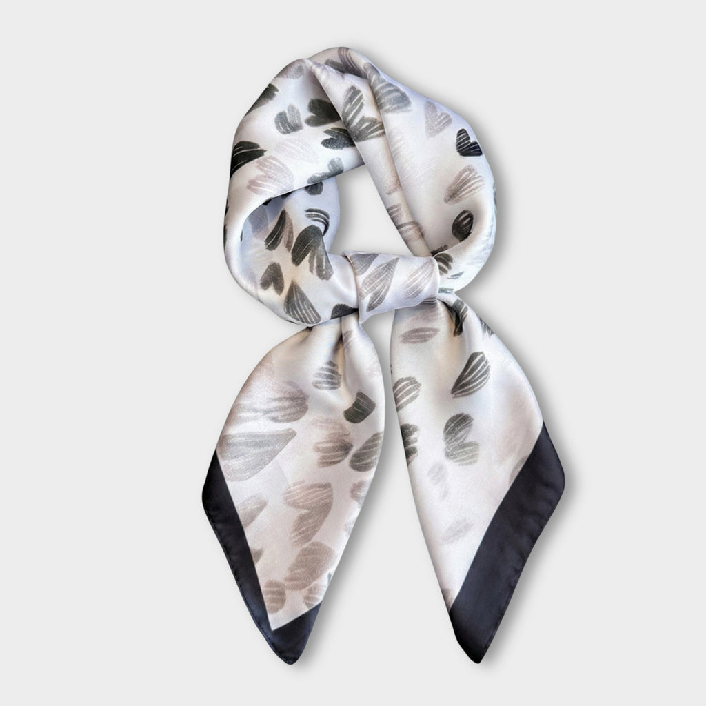 Anna-Kaci Women's Satin Heart Print Square Scarf Lightweight Soft Fashion Accessory 27.5¡Á27.5inches