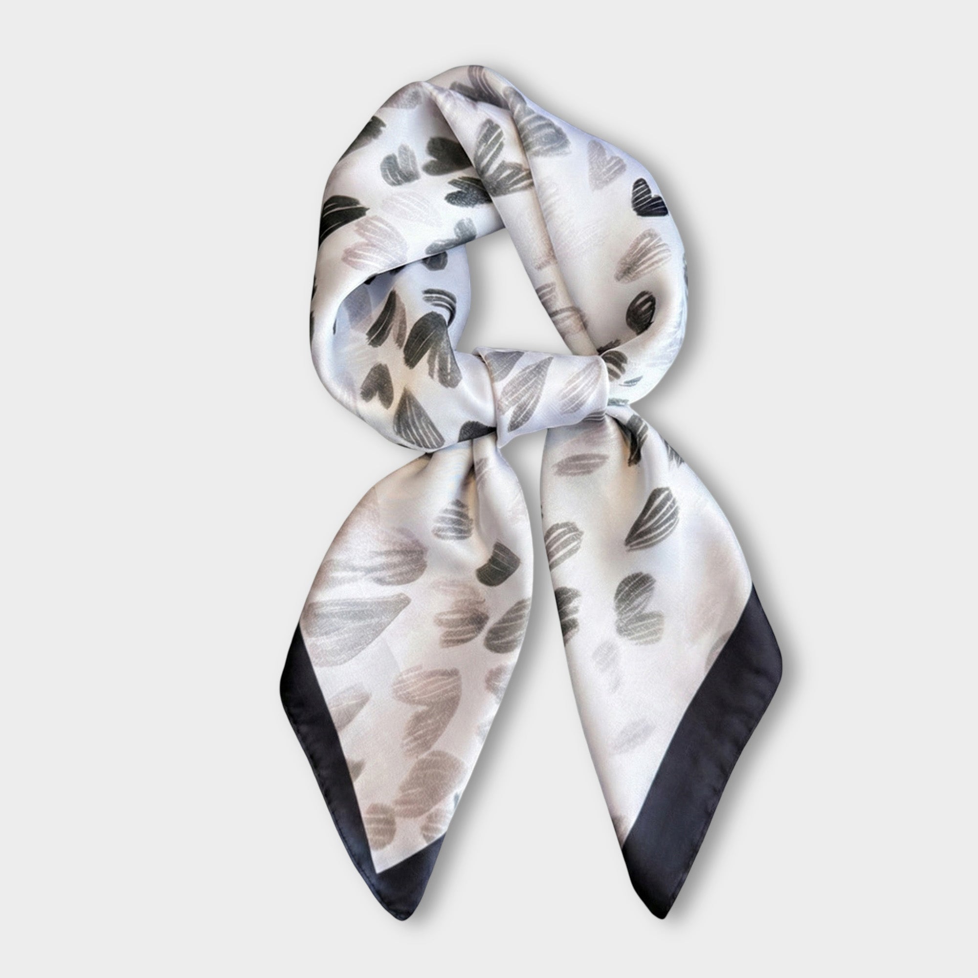 Anna-Kaci Women's Satin Heart Print Square Scarf Lightweight Soft Fashion Accessory 27.5¡Á27.5inches