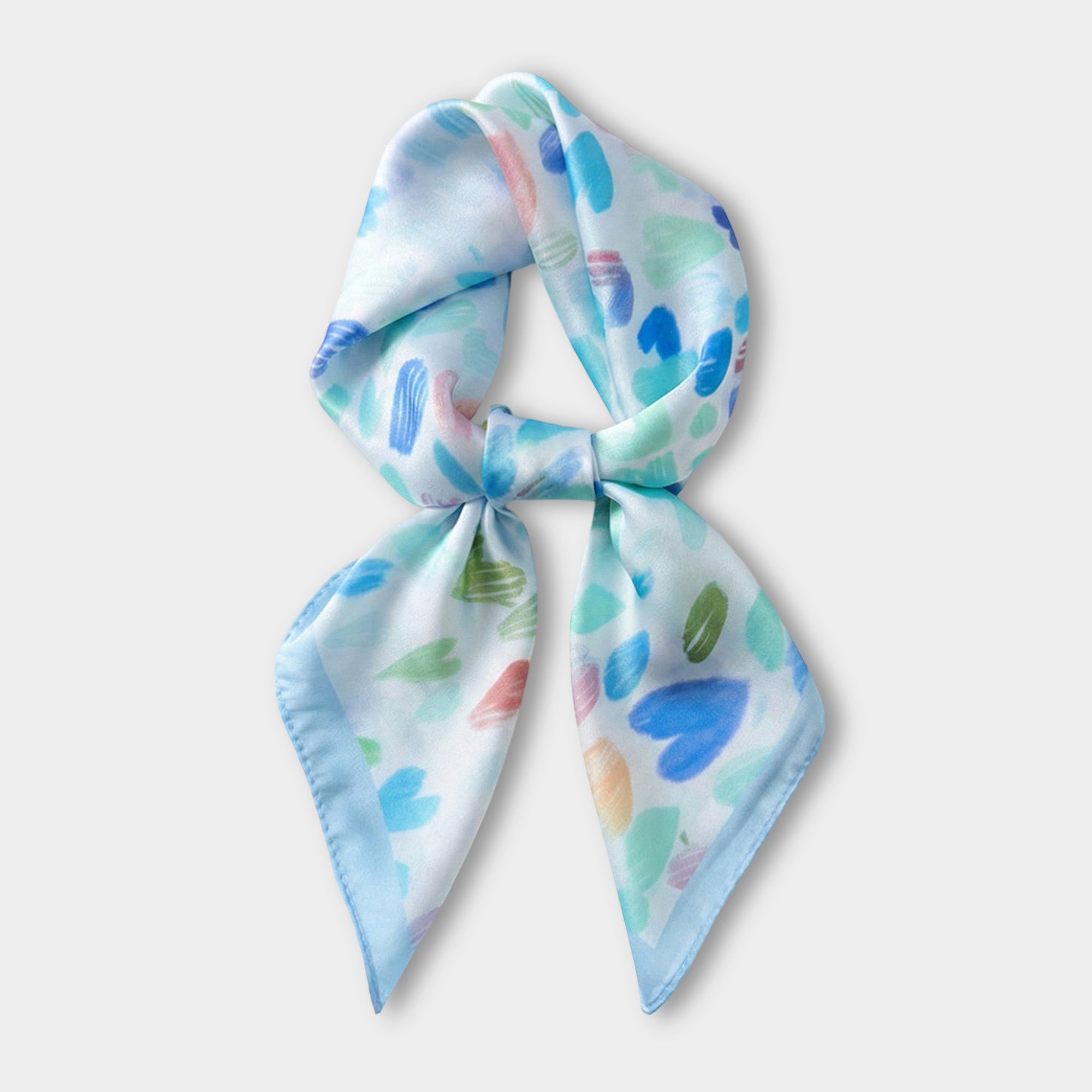 Anna-Kaci Women's Satin Heart Print Square Scarf Lightweight Soft Fashion Accessory 27.5¡Á27.5inches