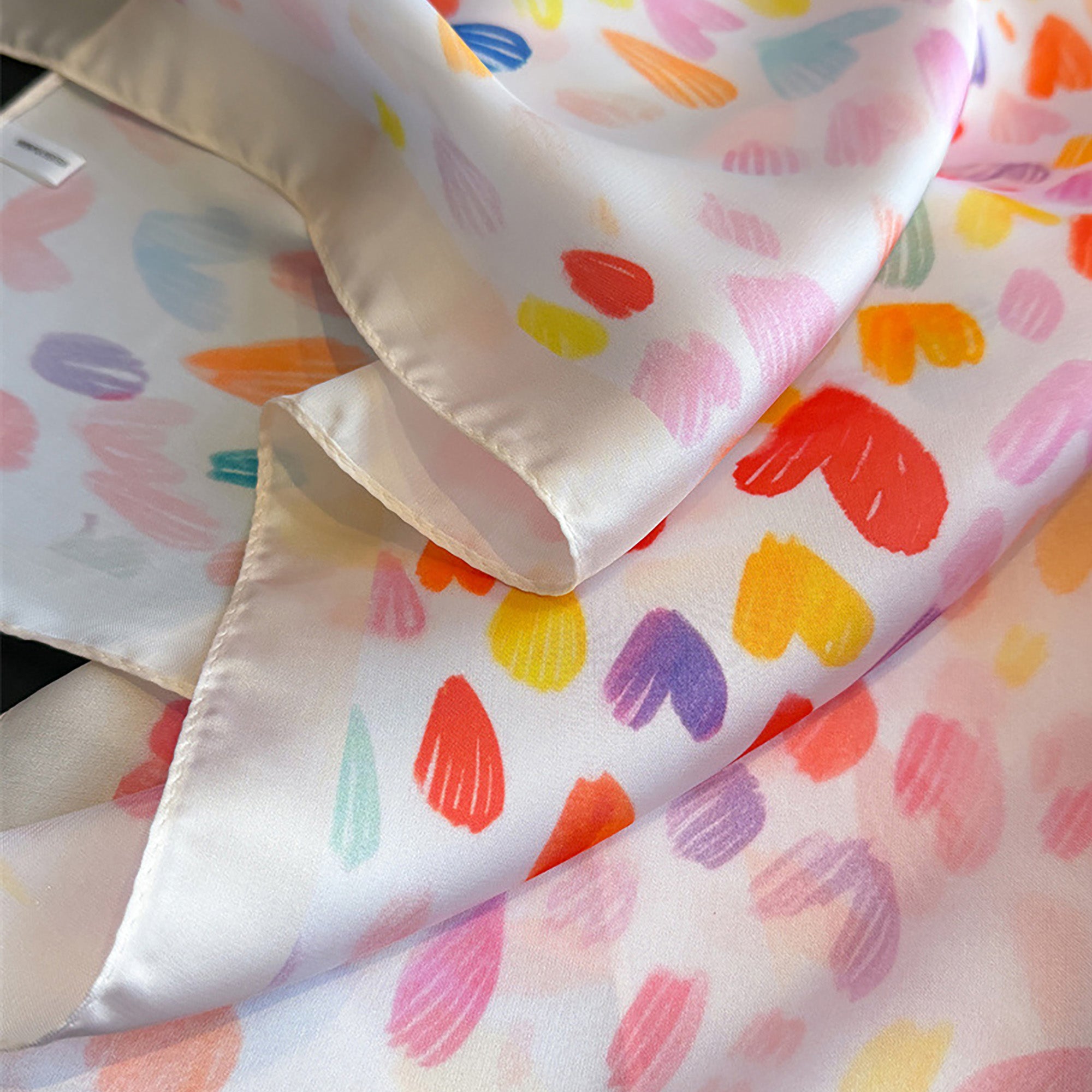 Anna-Kaci Women's Satin Heart Print Square Scarf Lightweight Soft Fashion Accessory 27.5¡Á27.5inches