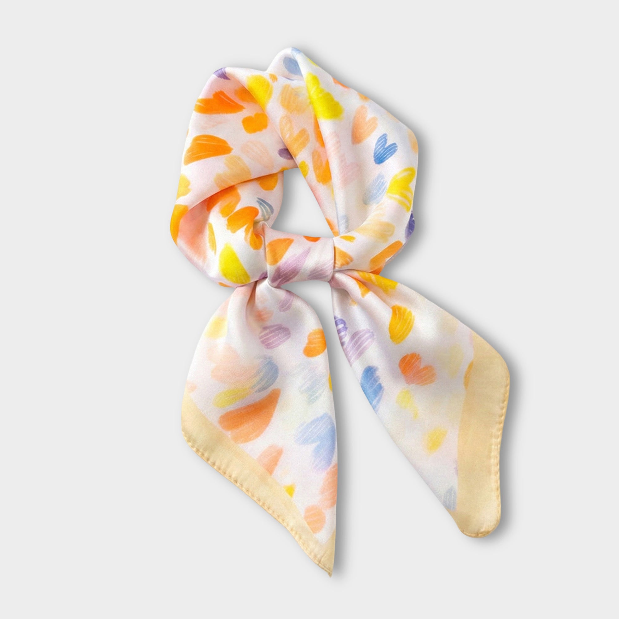 Anna-Kaci Women's Satin Heart Print Square Scarf Lightweight Soft Fashion Accessory 27.5¡Á27.5inches