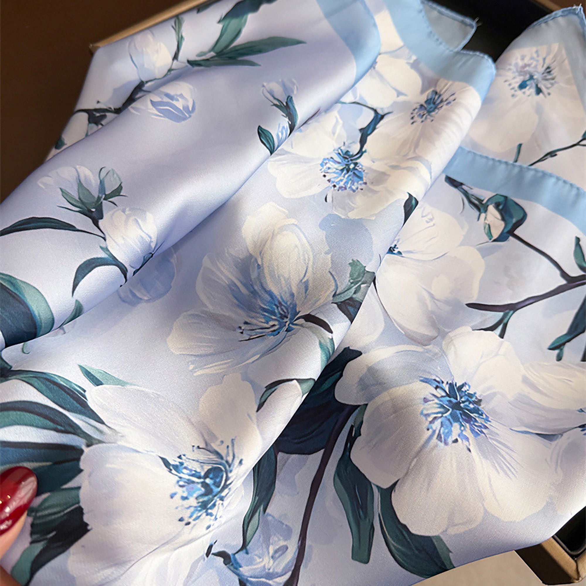 Anna-Kaci Women's Satin Floral Print Square Scarf Soft Lightweight Fashion Accessory 27.5¡Á27.5inches
