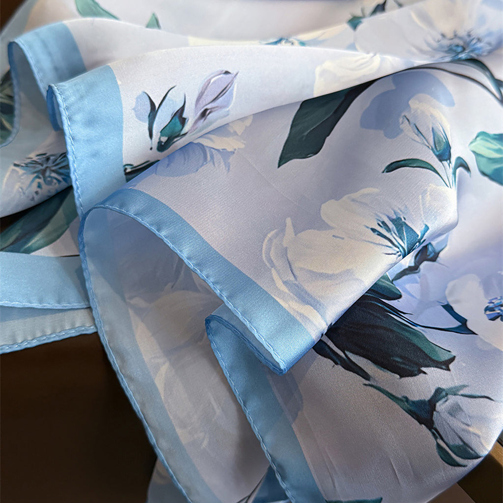 Anna-Kaci Women's Satin Floral Print Square Scarf Soft Lightweight Fashion Accessory 27.5¡Á27.5inches