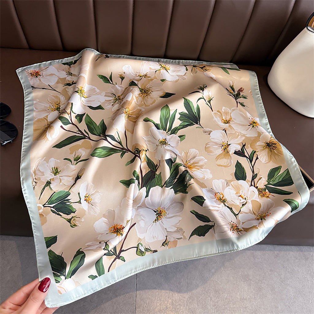 Anna-Kaci Women's Satin Floral Print Square Scarf Soft Lightweight Fashion Accessory 27.5¡Á27.5inches