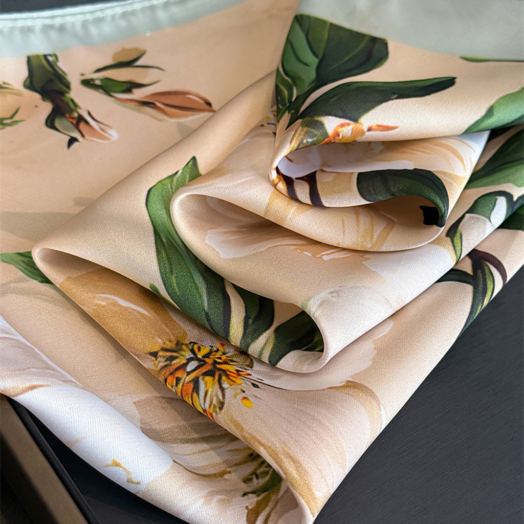 Anna-Kaci Women's Satin Floral Print Square Scarf Soft Lightweight Fashion Accessory 27.5¡Á27.5inches