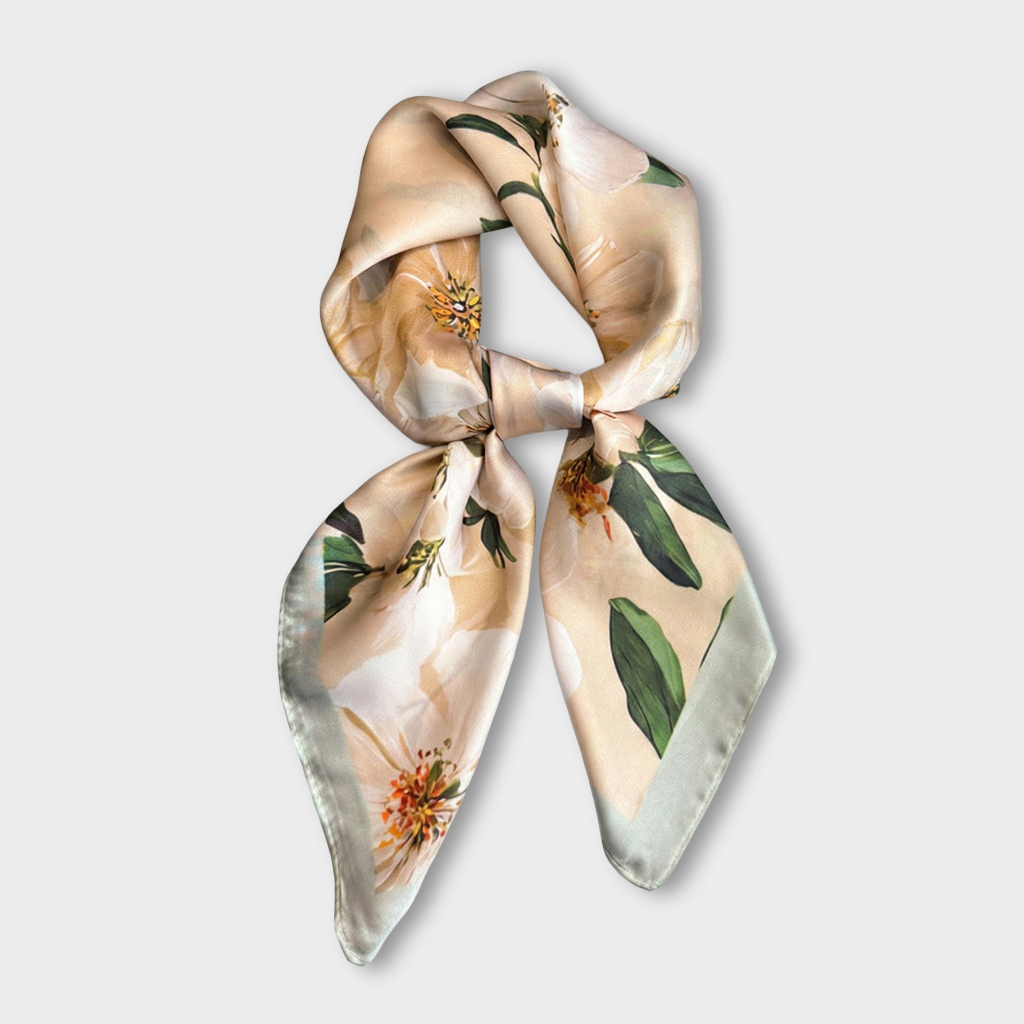 Anna-Kaci Women's Satin Floral Print Square Scarf Soft Lightweight Fashion Accessory 27.5¡Á27.5inches