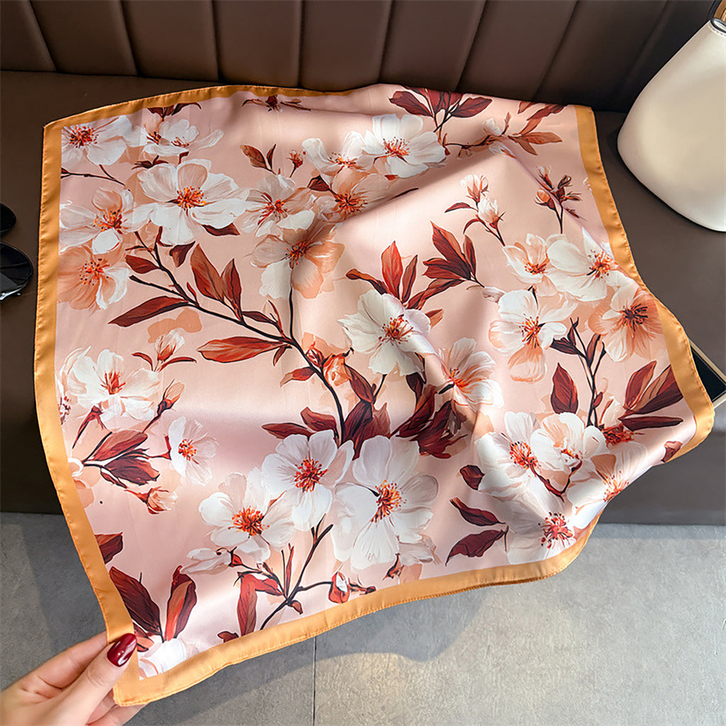 Anna-Kaci Women's Satin Floral Print Square Scarf Soft Lightweight Fashion Accessory 27.5¡Á27.5inches