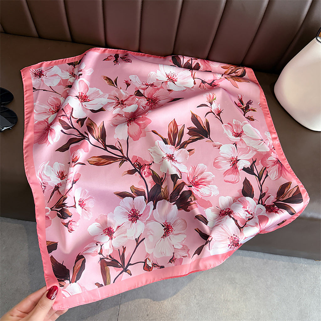 Anna-Kaci Women's Satin Floral Print Square Scarf Soft Lightweight Fashion Accessory 27.5¡Á27.5inches