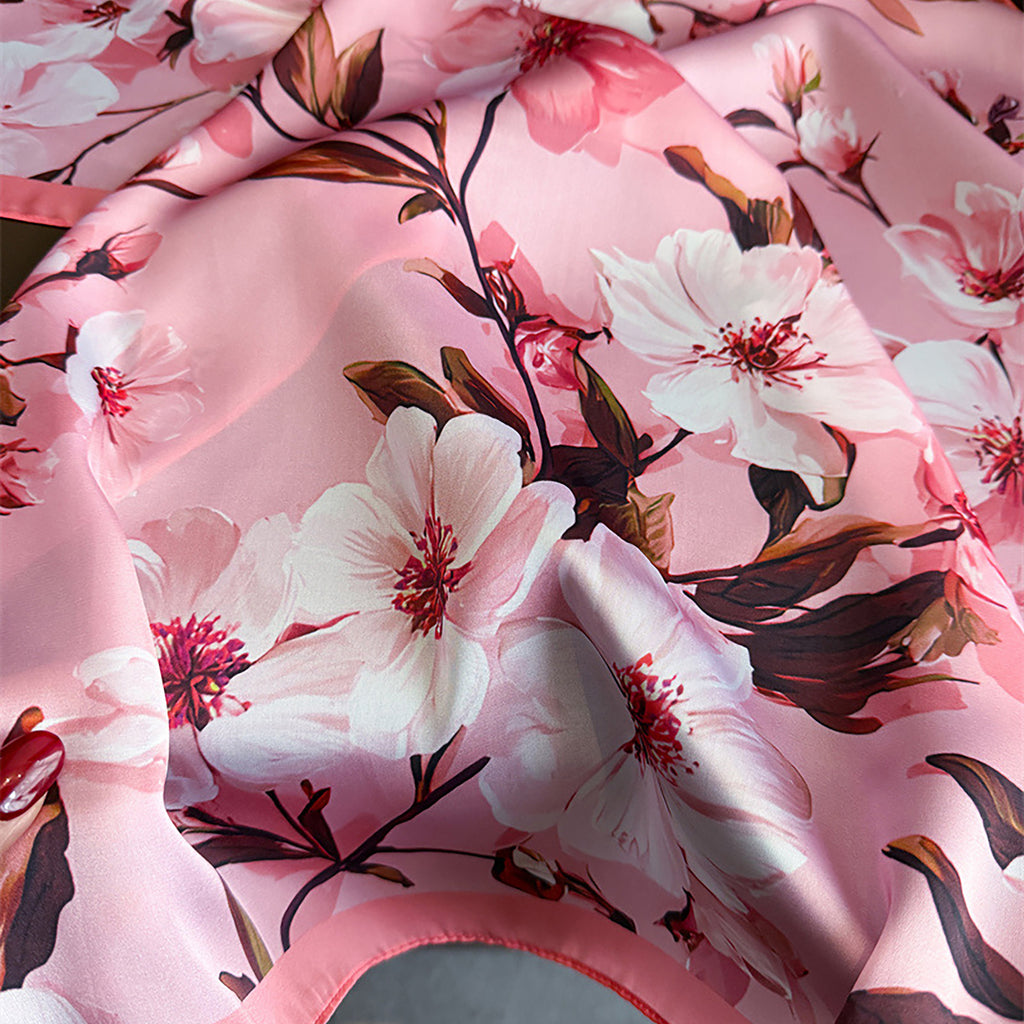 Anna-Kaci Women's Satin Floral Print Square Scarf Soft Lightweight Fashion Accessory 27.5¡Á27.5inches