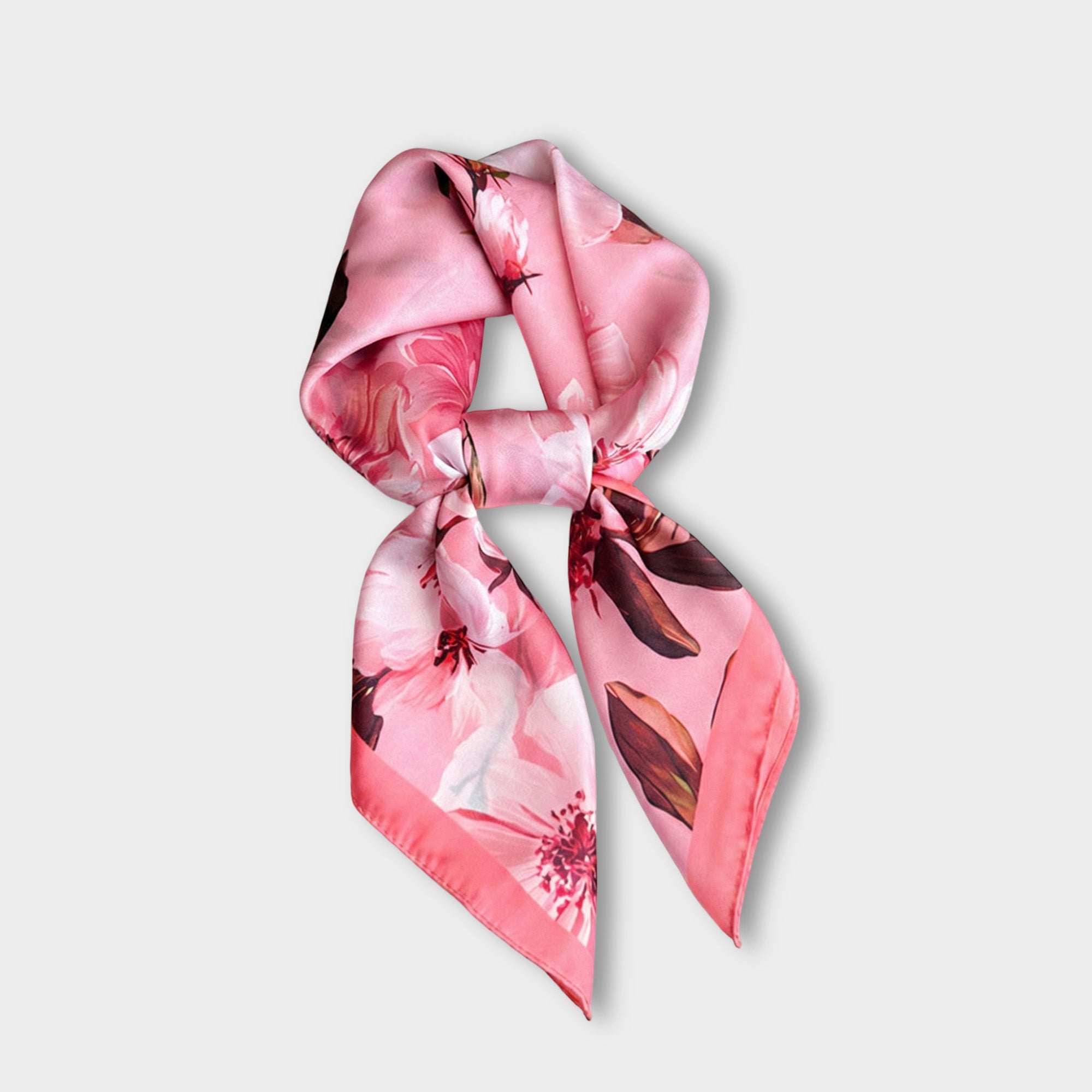 Anna-Kaci Women's Satin Floral Print Square Scarf Soft Lightweight Fashion Accessory 27.5¡Á27.5inches