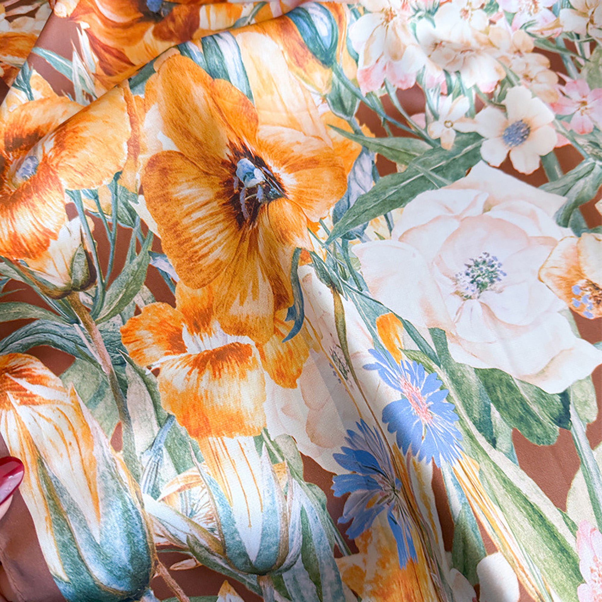 Anna-Kaci Women's Satin Floral Print Square Scarf Fashion Accessory 27.5¡Á27.5inches