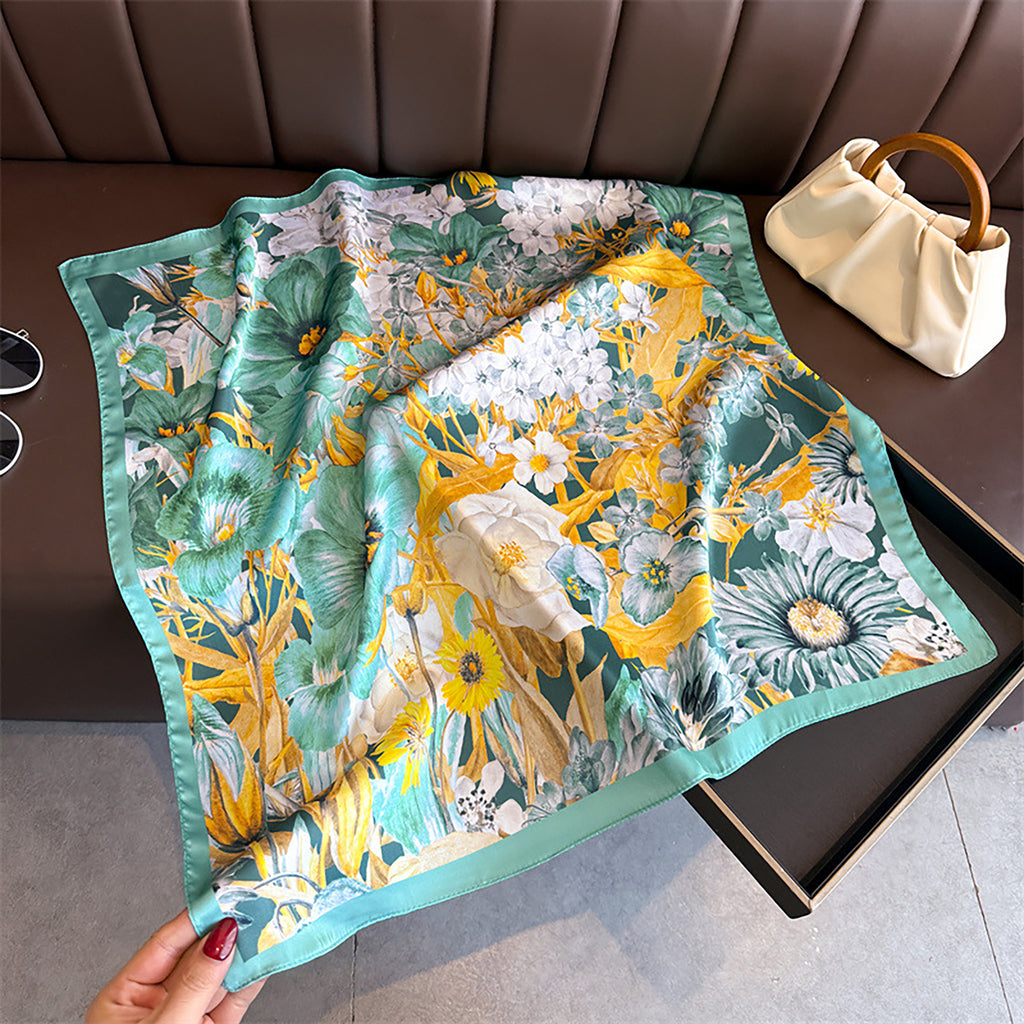 Anna-Kaci Women's Satin Floral Print Square Scarf Fashion Accessory 27.5¡Á27.5inches