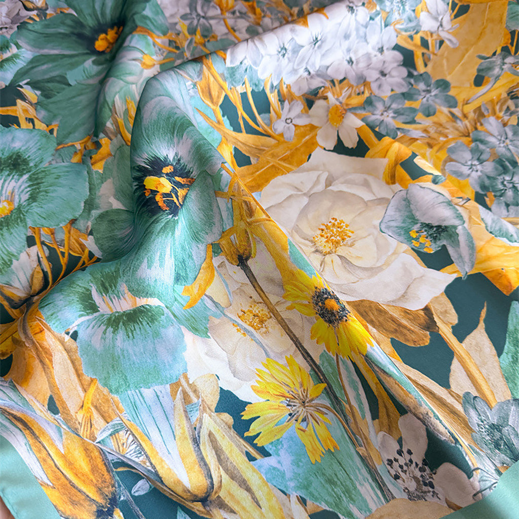 Anna-Kaci Women's Satin Floral Print Square Scarf Fashion Accessory 27.5¡Á27.5inches
