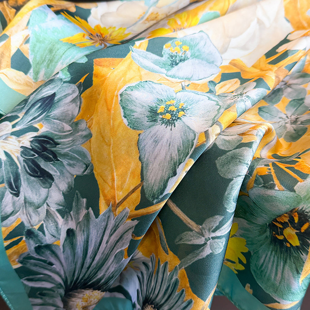 Anna-Kaci Women's Satin Floral Print Square Scarf Fashion Accessory 27.5¡Á27.5inches