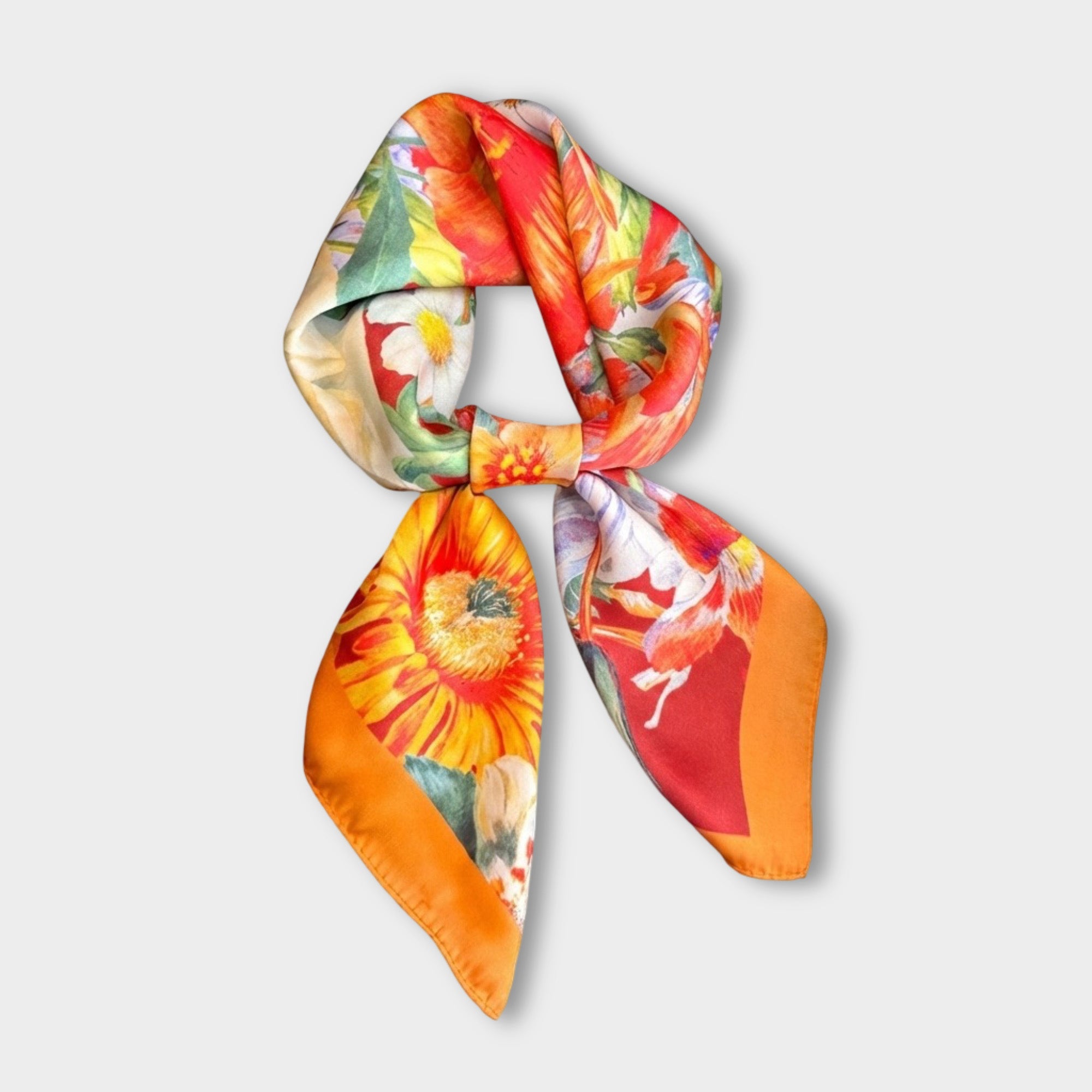 Anna-Kaci Women's Satin Floral Print Square Scarf Fashion Accessory 27.5¡Á27.5inches