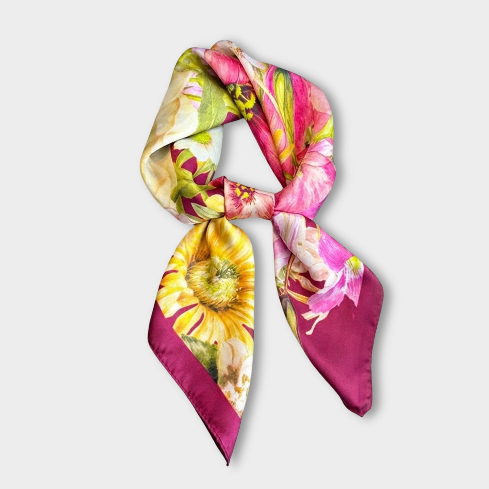 Anna-Kaci Women's Satin Floral Print Square Scarf Fashion Accessory 27.5¡Á27.5inches