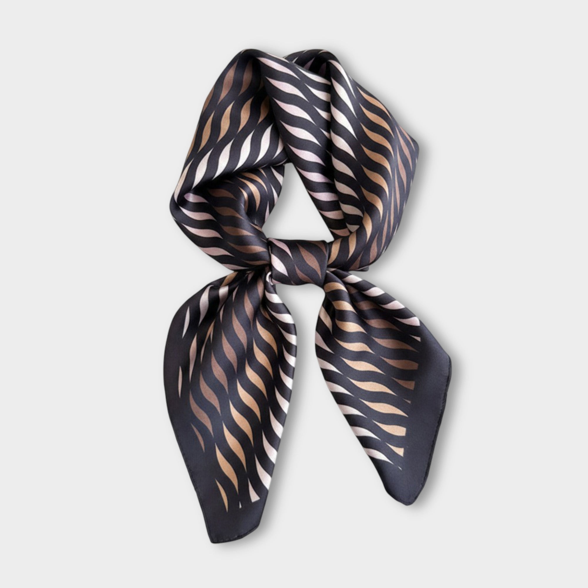 Anna-Kaci Women Satin Square Scarf with Modern Wavy Print Soft Accessory 27.5¡Á27.5inches