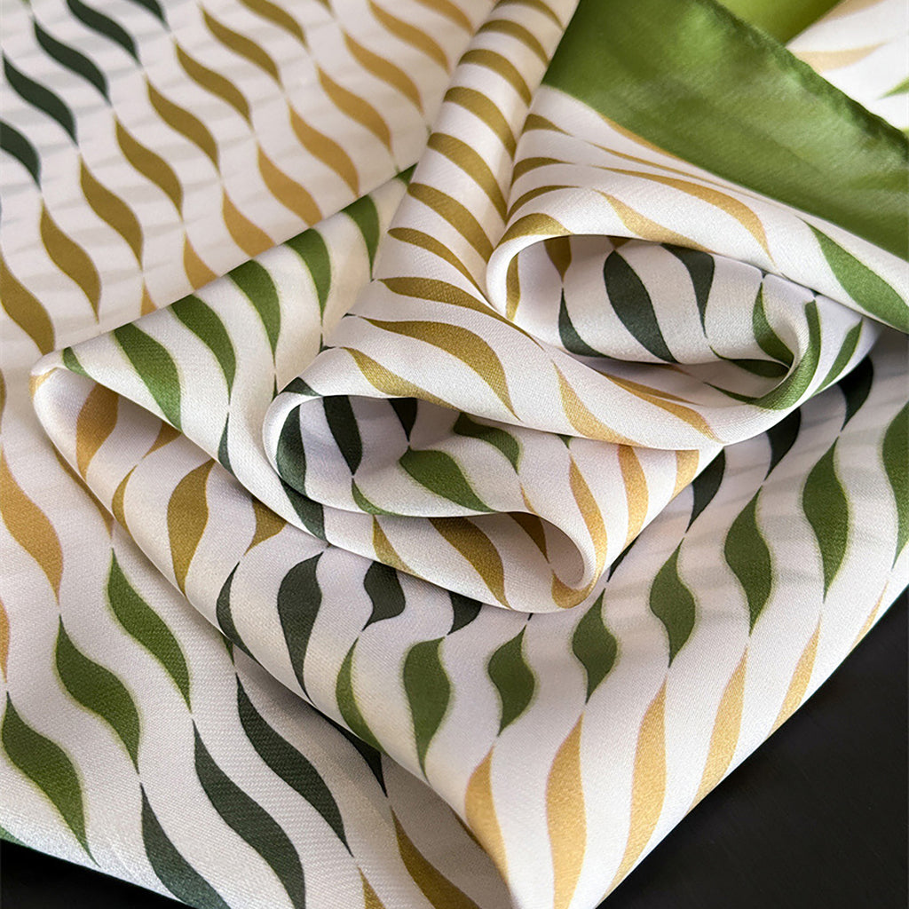 Anna-Kaci Women Satin Square Scarf with Modern Wavy Print Soft Accessory 27.5¡Á27.5inches