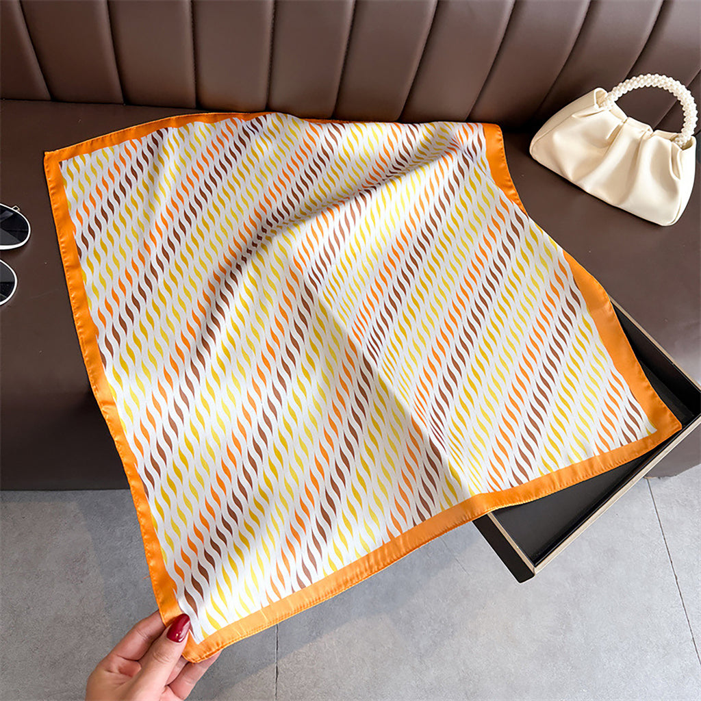 Anna-Kaci Women Satin Square Scarf with Modern Wavy Print Soft Accessory 27.5¡Á27.5inches