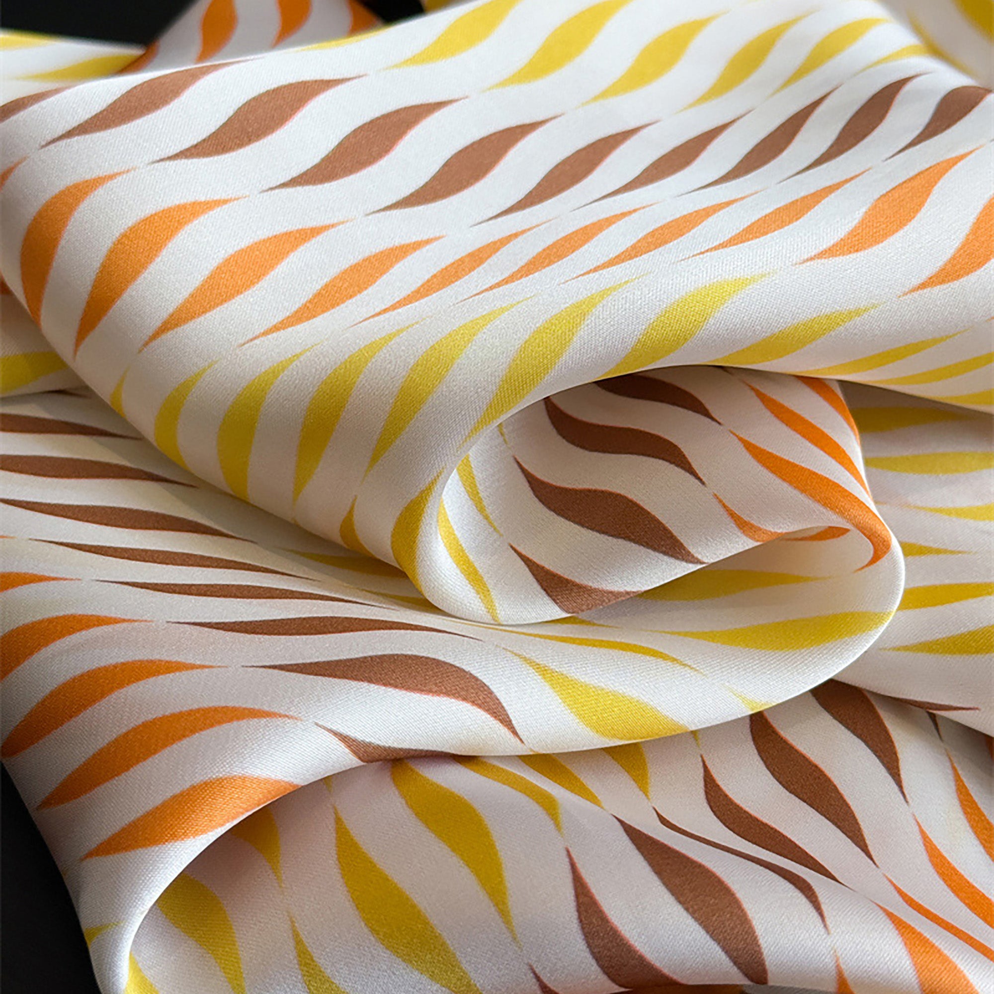 Anna-Kaci Women Satin Square Scarf with Modern Wavy Print Soft Accessory 27.5¡Á27.5inches