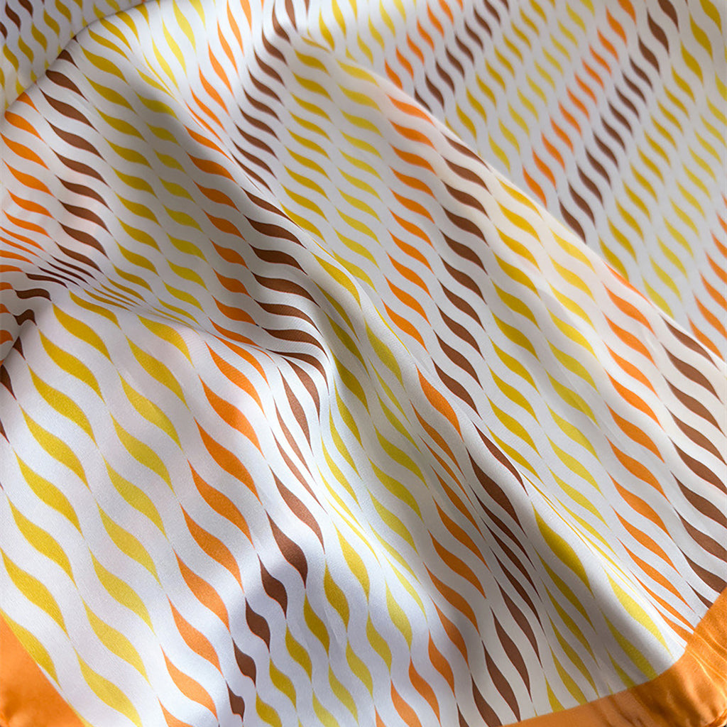 Anna-Kaci Women Satin Square Scarf with Modern Wavy Print Soft Accessory 27.5¡Á27.5inches