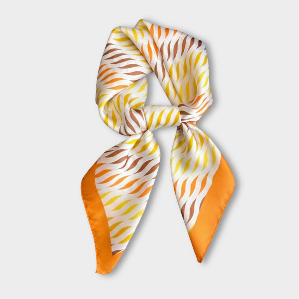 Anna-Kaci Women Satin Square Scarf with Modern Wavy Print Soft Accessory 27.5¡Á27.5inches