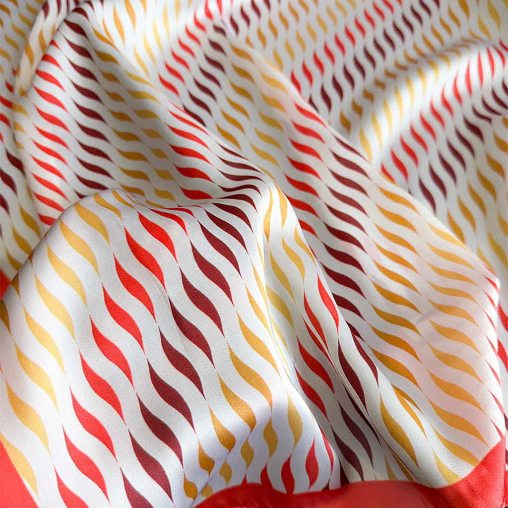 Anna-Kaci Women Satin Square Scarf with Modern Wavy Print Soft Accessory 27.5¡Á27.5inches