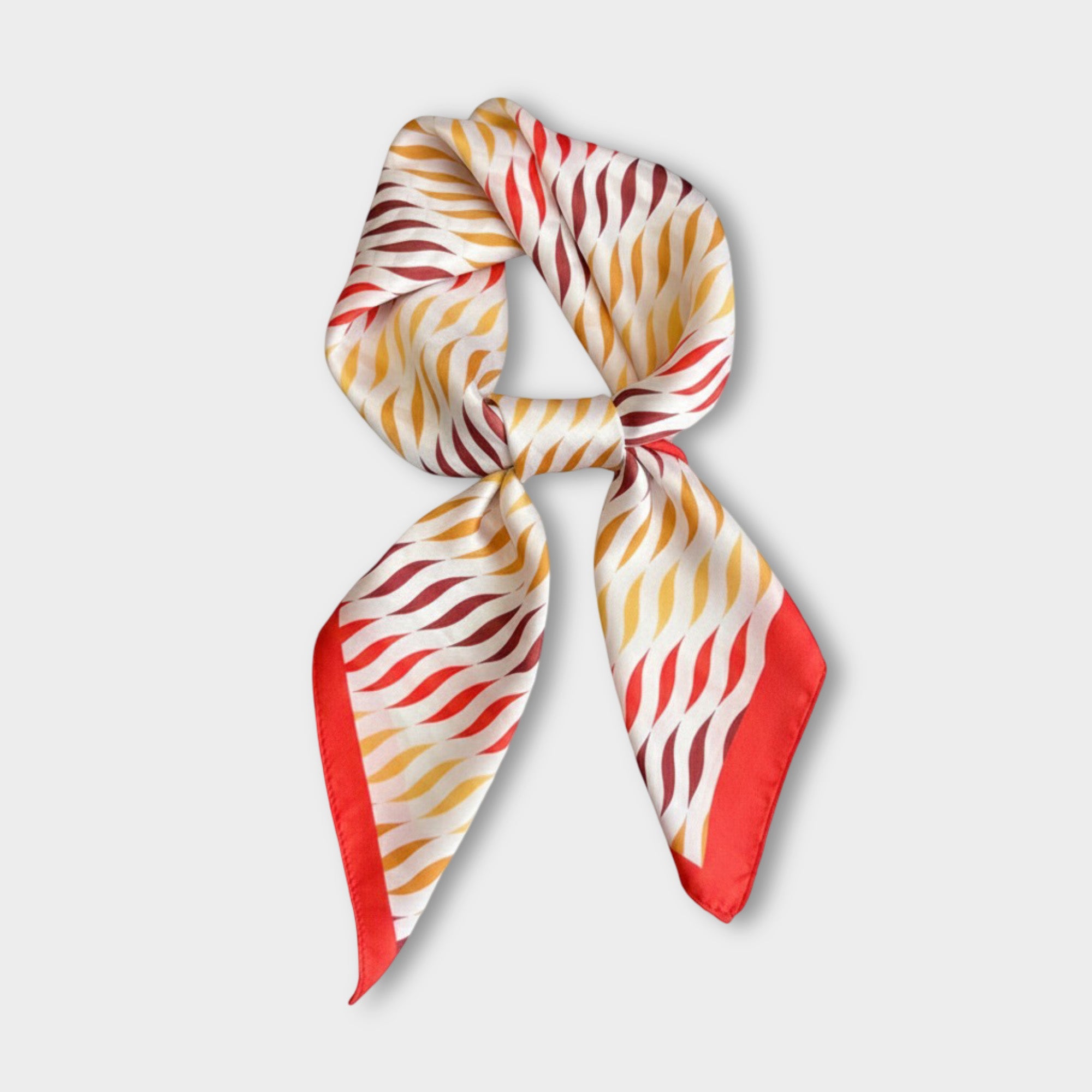 Anna-Kaci Women Satin Square Scarf with Modern Wavy Print Soft Accessory 27.5¡Á27.5inches