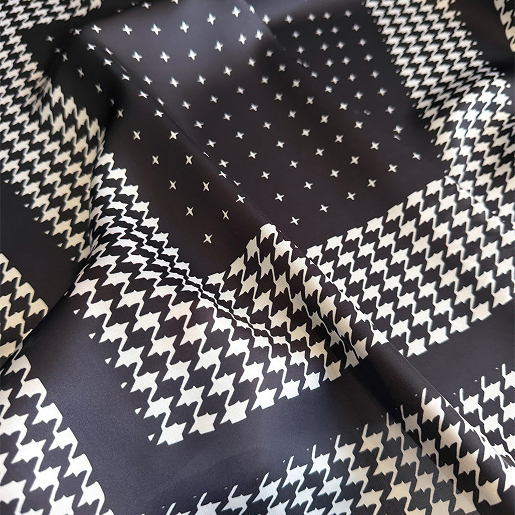 Anna-Kaci Women Satin Square Scarf with Houndstooth Print Fashion Accessory 27.5¡Á27.5inches