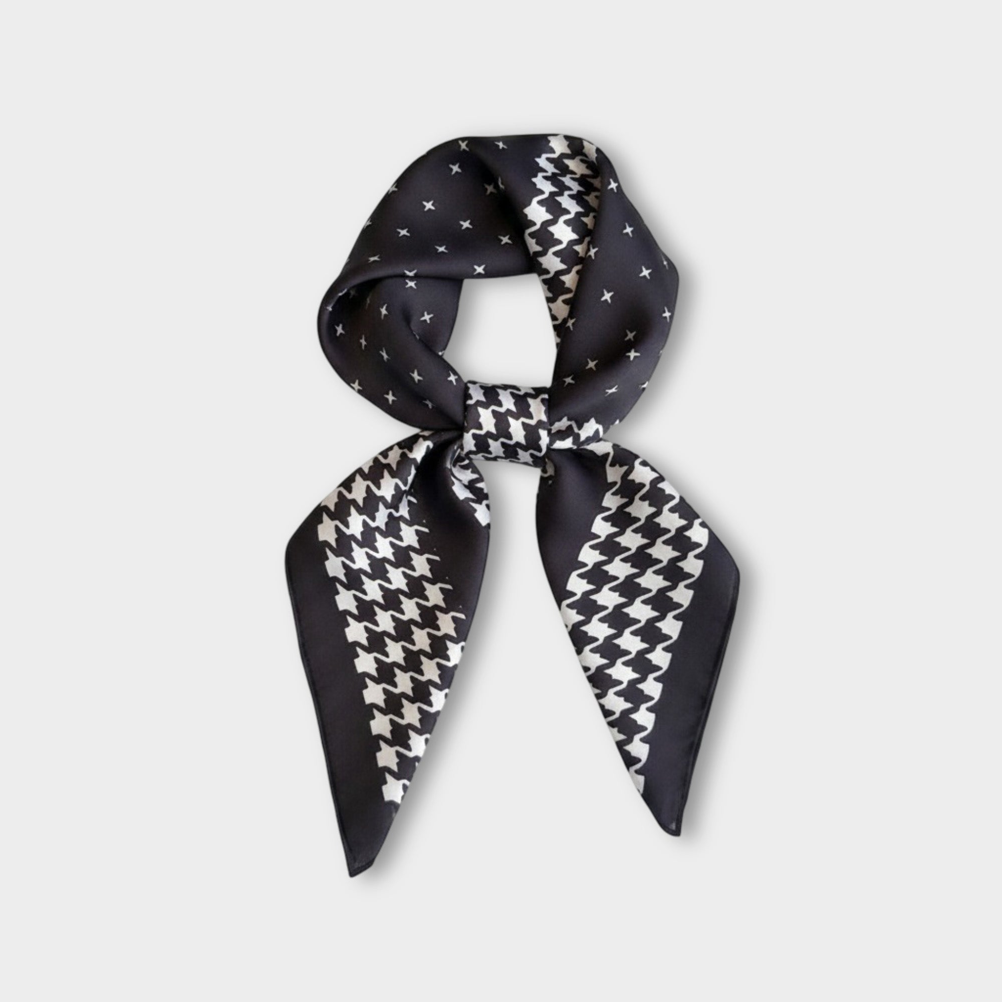 Anna-Kaci Women Satin Square Scarf with Houndstooth Print Fashion Accessory 27.5¡Á27.5inches