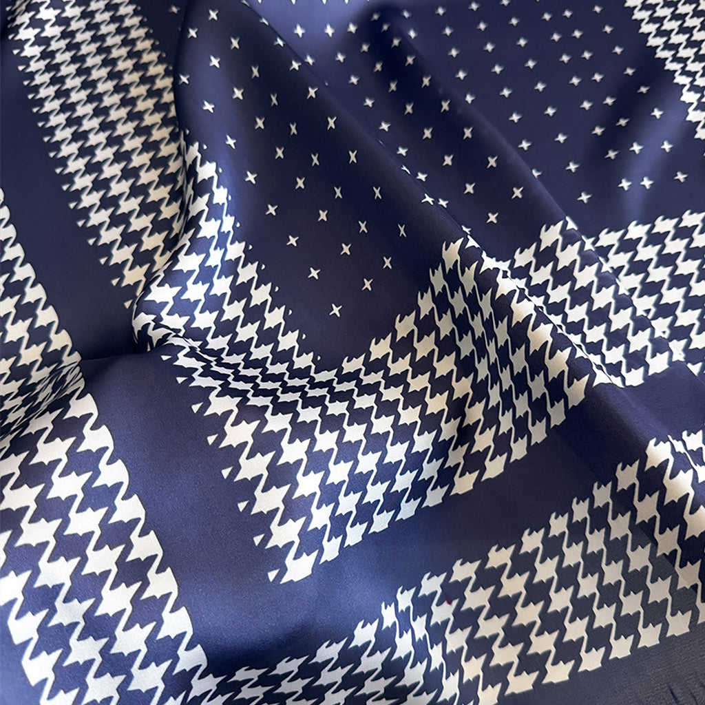 Anna-Kaci Women Satin Square Scarf with Houndstooth Print Fashion Accessory 27.5¡Á27.5inches