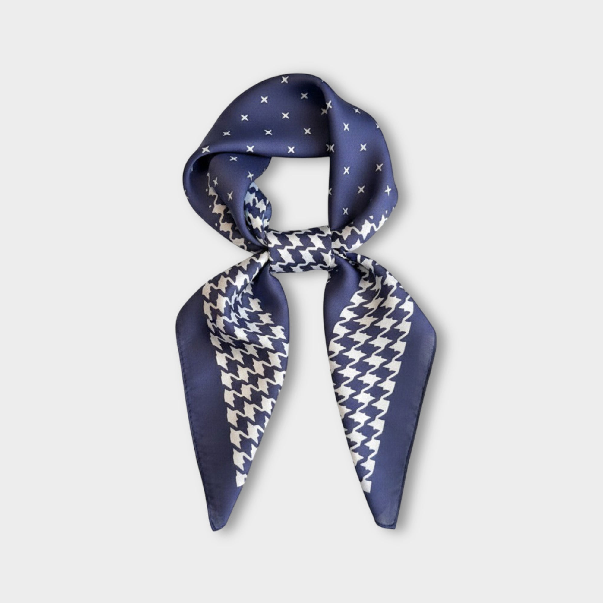 Anna-Kaci Women Satin Square Scarf with Houndstooth Print Fashion Accessory 27.5¡Á27.5inches