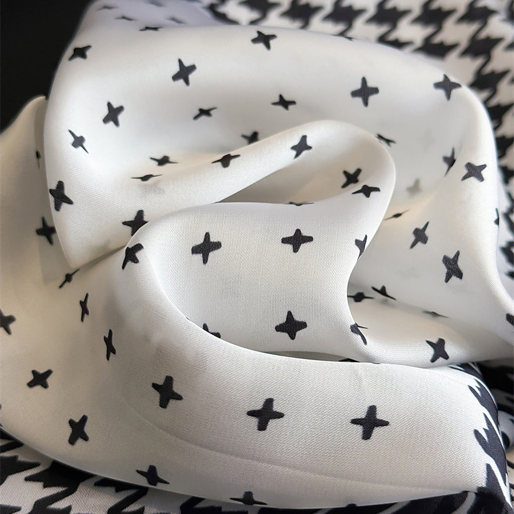Anna-Kaci Women Satin Square Scarf with Houndstooth Print Fashion Accessory 27.5¡Á27.5inches