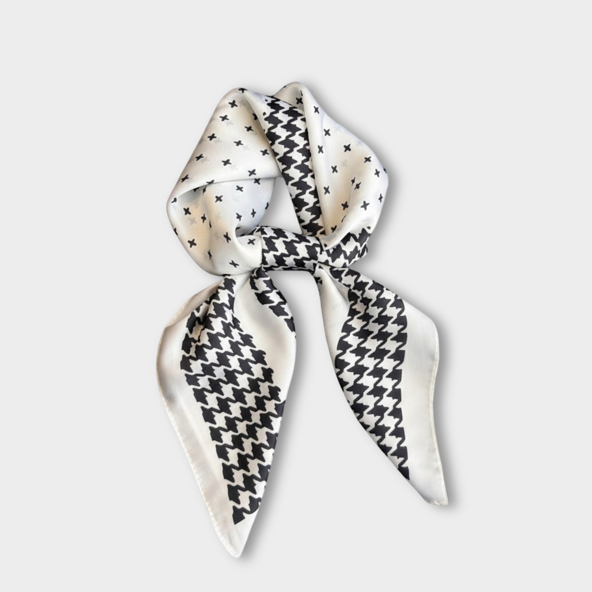 Anna-Kaci Women Satin Square Scarf with Houndstooth Print Fashion Accessory 27.5¡Á27.5inches