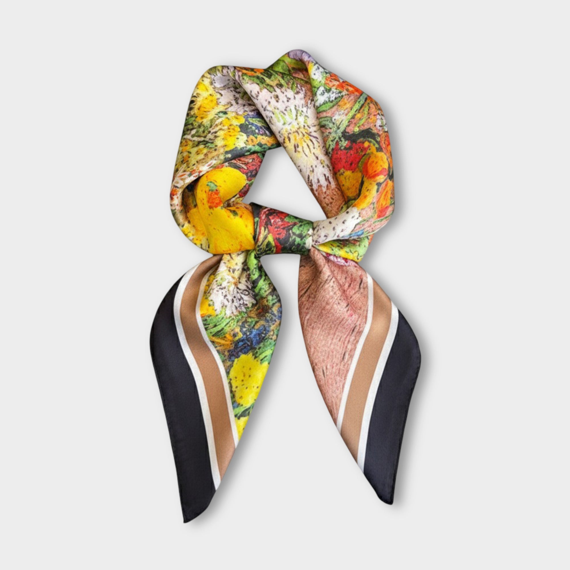 Anna-Kaci Premium Satin Floral Scarf Lightweight Square Neck Scarf for Women Accessory 27.5¡Á27.5inches