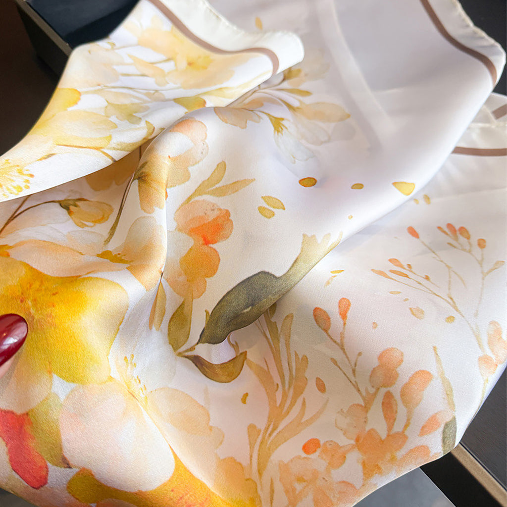 Anna-Kaci Premium Satin Floral Scarf Lightweight Square Neck Scarf for Women Accessory 27.5¡Á27.5inches