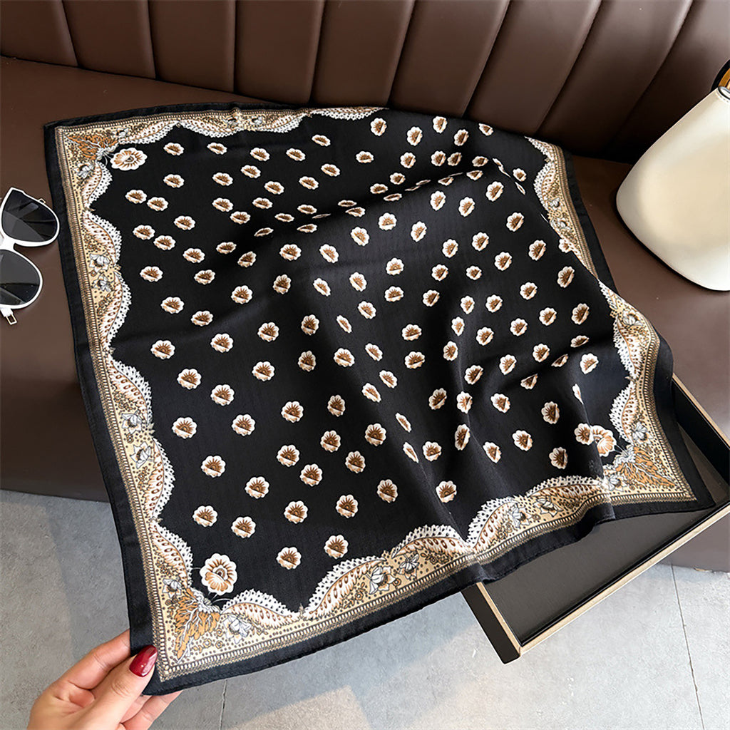 Anna-Kaci Women Square Scarf with Floral Border Soft Lightweight Fashion Accessory 27.5¡Á27.5inches