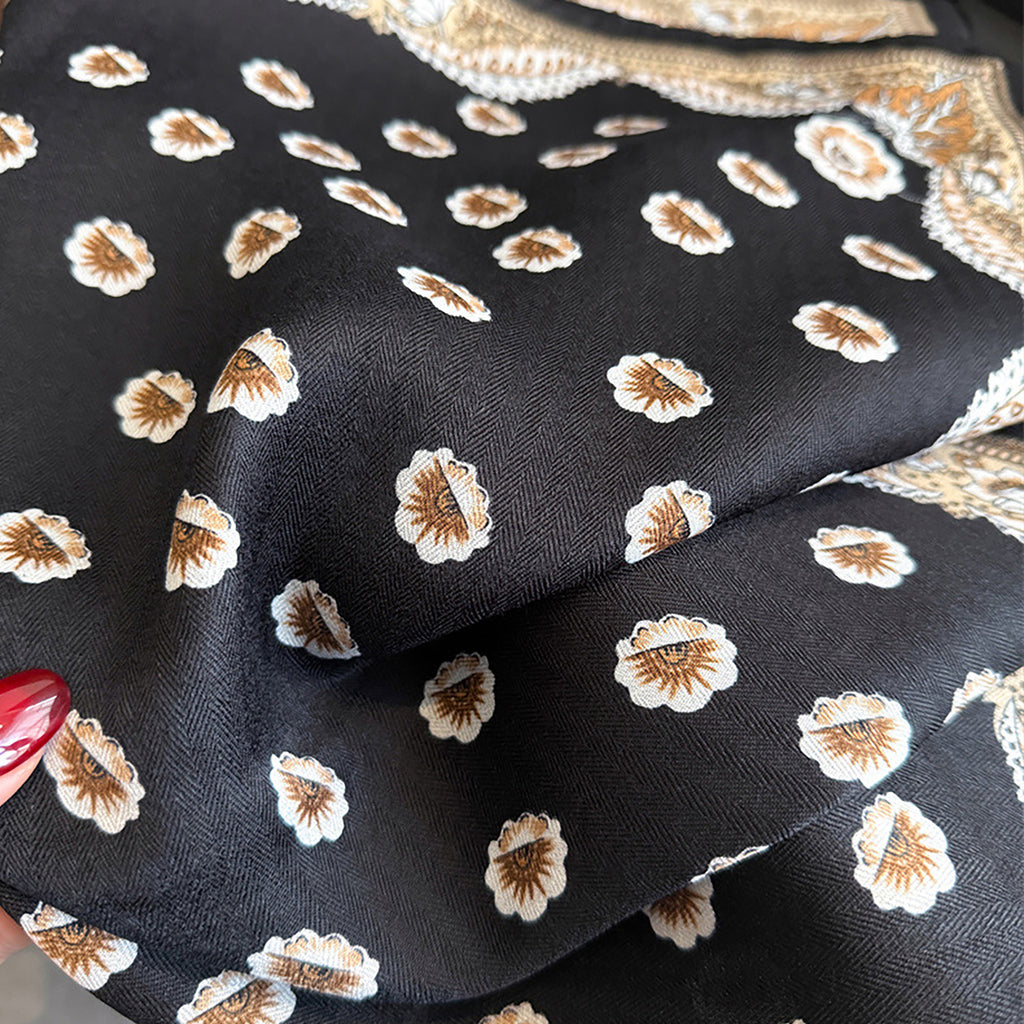 Anna-Kaci Women Square Scarf with Floral Border Soft Lightweight Fashion Accessory 27.5¡Á27.5inches
