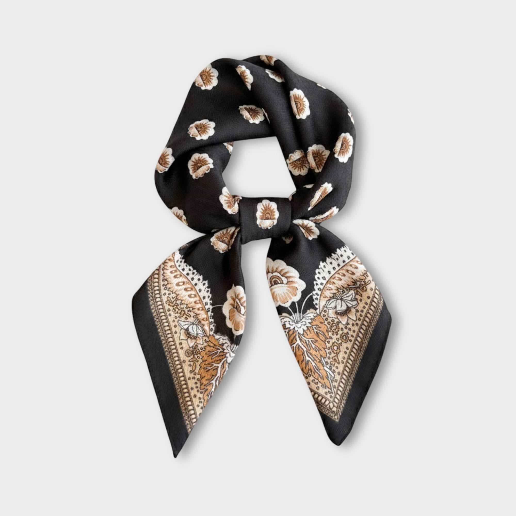 Anna-Kaci Women Square Scarf with Floral Border Soft Lightweight Fashion Accessory 27.5¡Á27.5inches